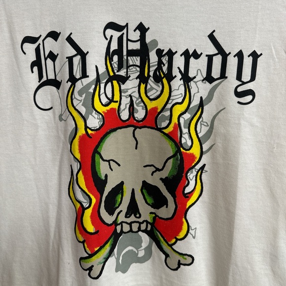 Women’s Large Ed Hardy White Crop Top - Picture 2 of 6